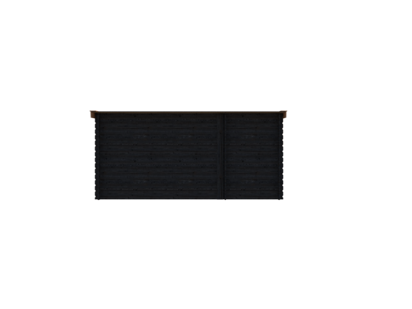 Blokhut met overkapping lessenaar dak 150 x 200 + 300cm in black wash met douglas wash