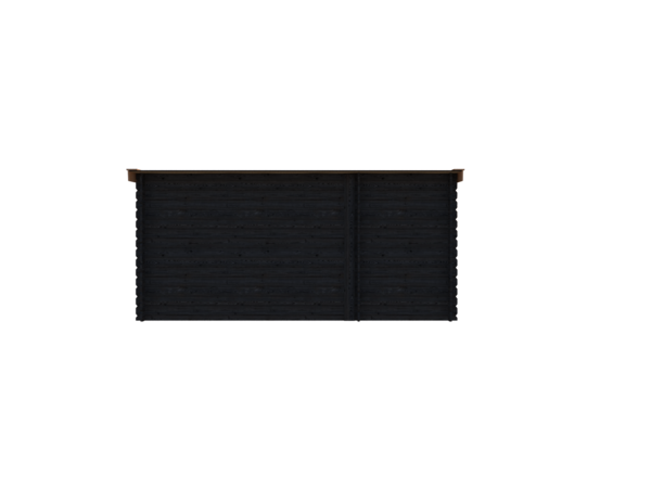 Blokhut met overkapping lessenaar dak 150 x 250 + 300cm in black wash met douglas wash