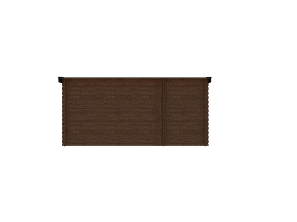 Blokhut met overkapping lessenaar dak 150 x 250 + 300cm  in brown wash met black wash