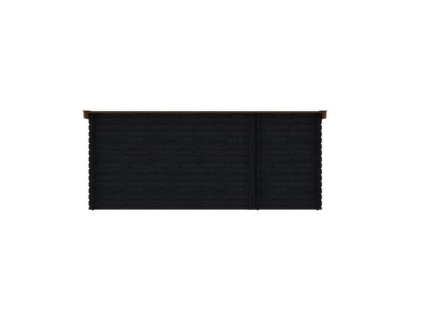 Blokhut met overkapping lessenaar dak 150 x 250 + 350cm in black met douglas wash