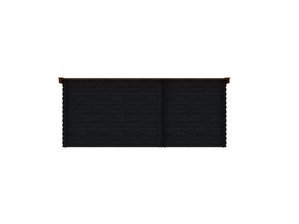 Blokhut met overkapping lessenaar dak 200 x 250 + 300cm in black met brown wash