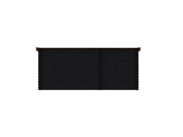 Blokhut met overkapping lessenaar dak 200 x 250 + 300cm in  black met douglas wash