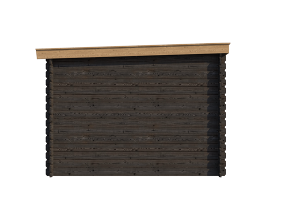 Blokhut lessenaar dak 600 x 300cm in black wash met oak wash