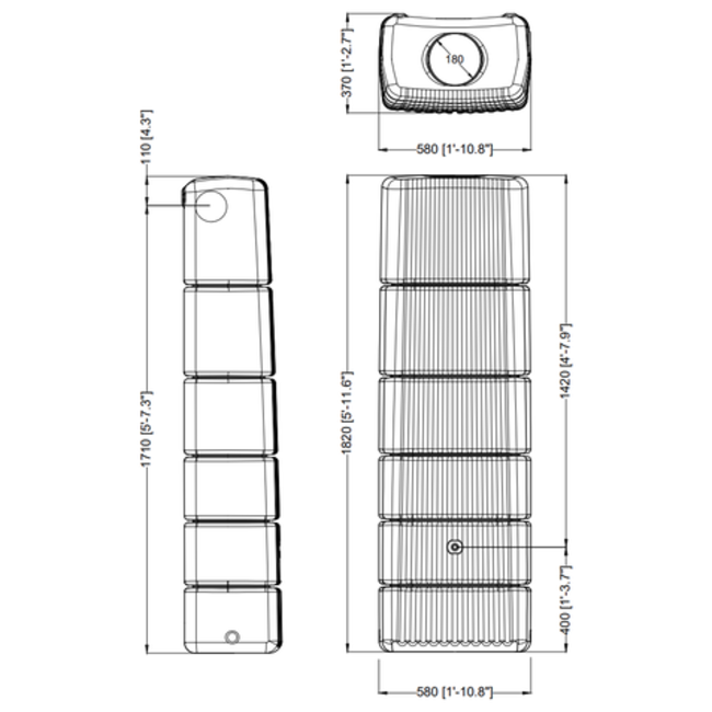 Kunststof SLIM wandtank 330 liter groen