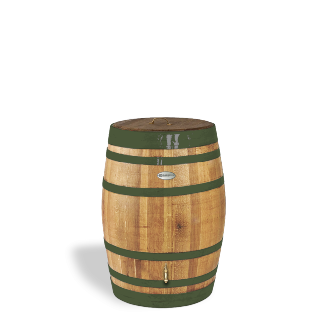 Barrel ID Houten regenton Luxe groene banden