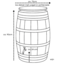 Eiken houten regenton BB 228L los deksel