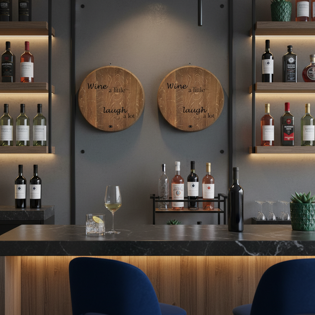 Wijnvat wandbord ''Wine a little'' - Mancave