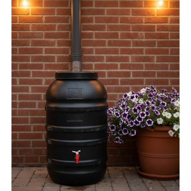 Kunststof Regenton black 220 L met kraan
