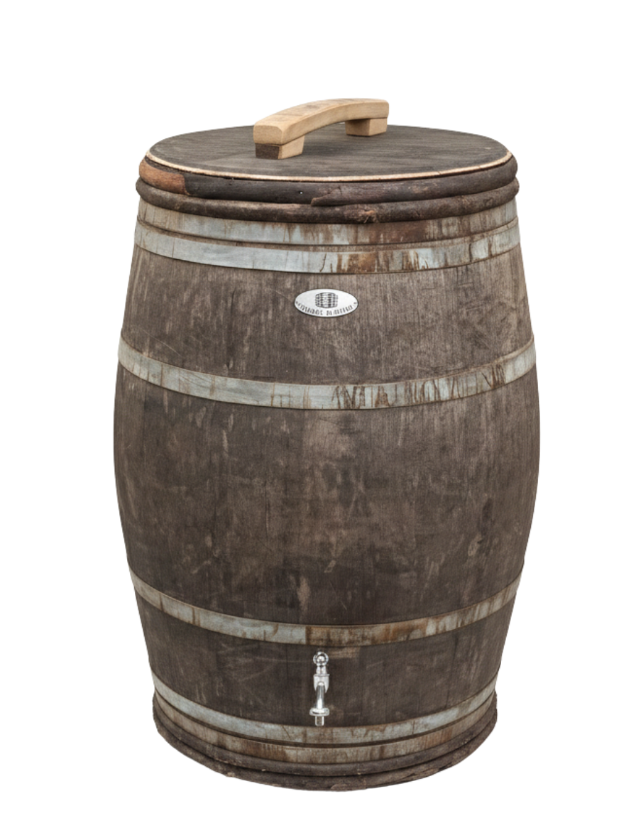 Houten regenton 225L Eiken wijnvat met pomp - Barrel Atelier Houten regenton 225L Eiken wijnvat met pomp - Barrel Atelier