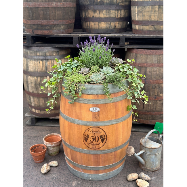 Barrel ID Wijnvat plantenbak "Ruby" blank gelakt
