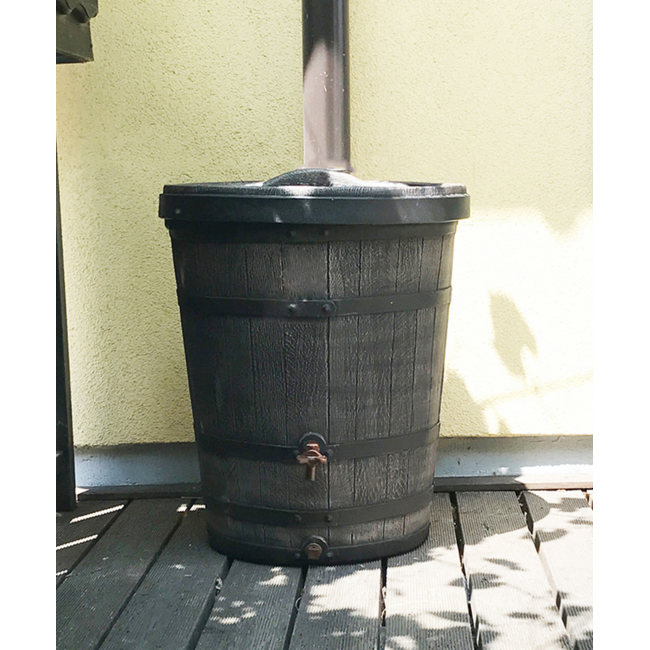 Kunststof Regenton 130 liter Woodlook conisch