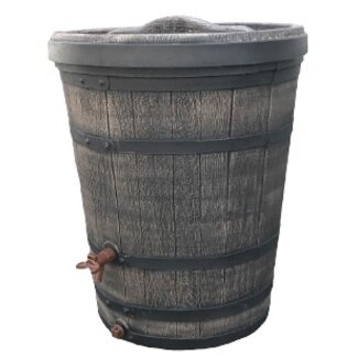 Kunststof Regenton 130 liter Woodlook conisch