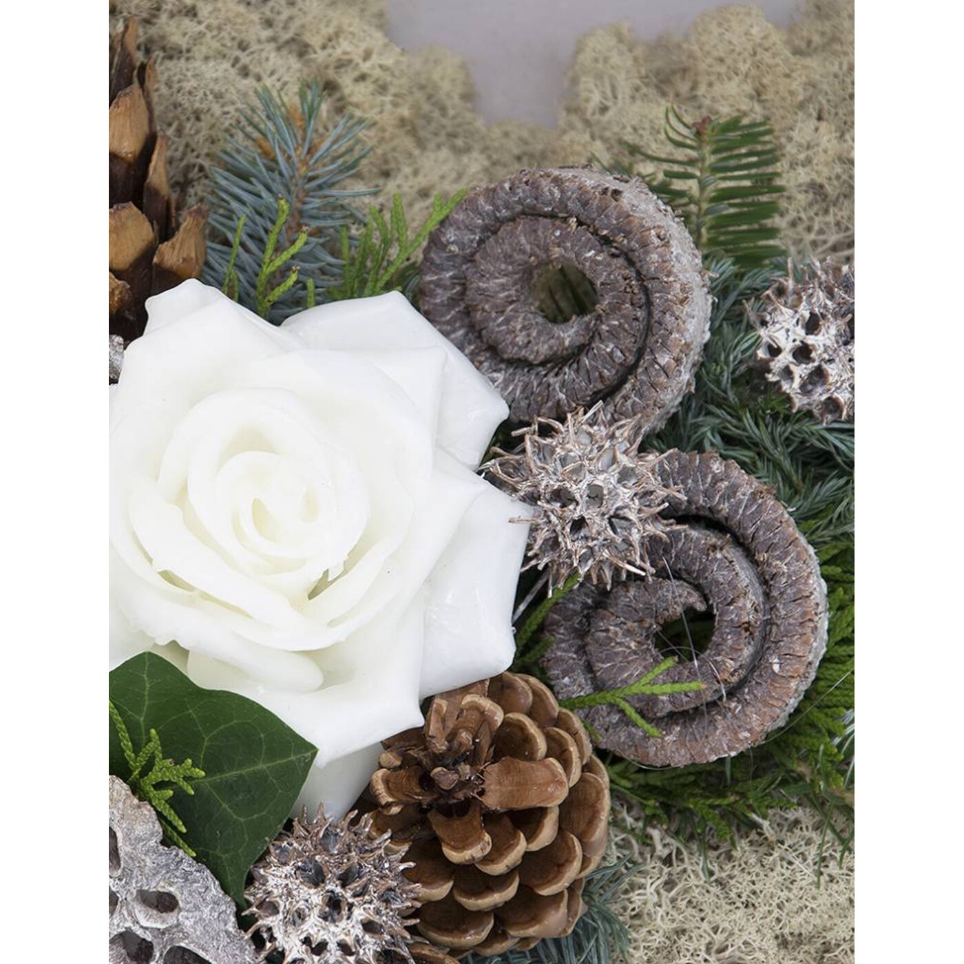 Grabgesteck Herz mit Islandmoos