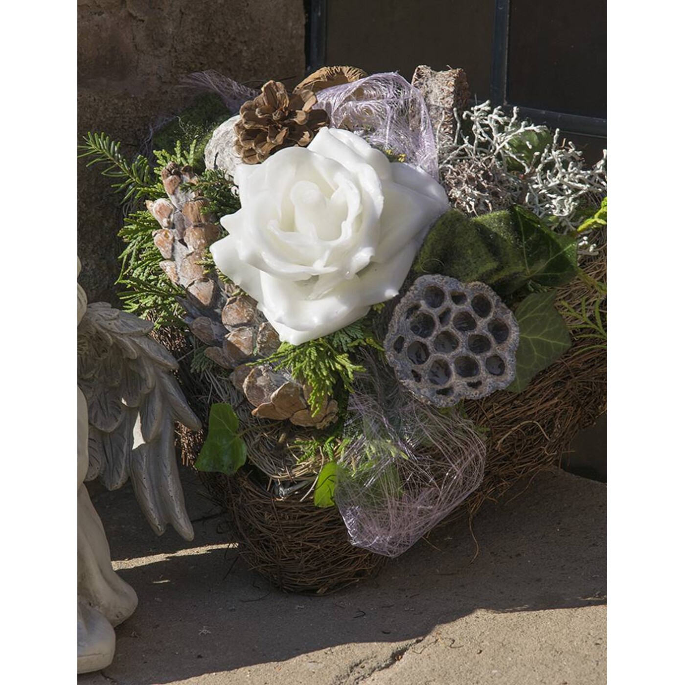 Grabgesteck in Herzform "Herzliche Erinnerung"