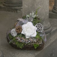 Grabgesteck in Herzform "Herzliche Erinnerung"