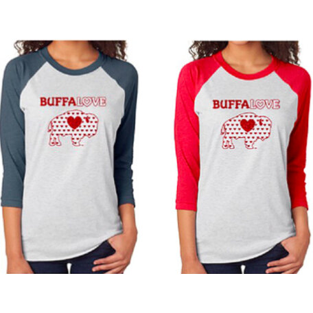BuffaLove Heart Baseball Shirt Blue