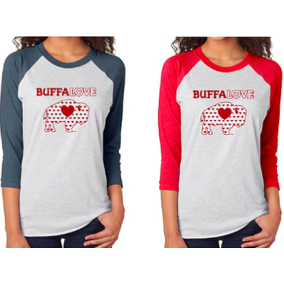 BuffaLove Heart Baseball Shirt Blue
