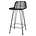 HK-living Bar stool made of rattan, black, 88x47x46cm