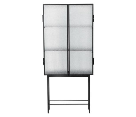 Ferm Living Haze Cabinet vitrine 70x155x32cm de verre en métal noir