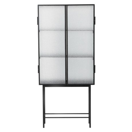 Ferm Living Haze Cabinet fremvise black metal glas 70x155x32cm