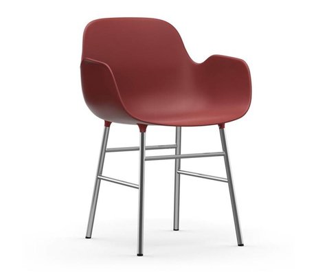 Normann Copenhagen forma sillón rojo de cromo plástico 56x52x80cm