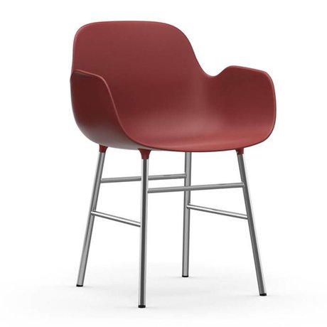 Normann Copenhagen Lehnstuhl Form rot Kunststoff Chrom 56x52x80cm