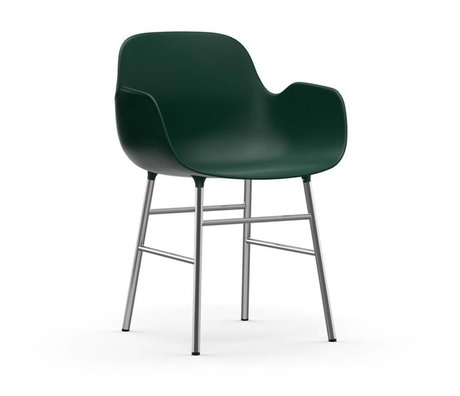 Normann Copenhagen Armchair shape green plastic chrome 56x52x80cm
