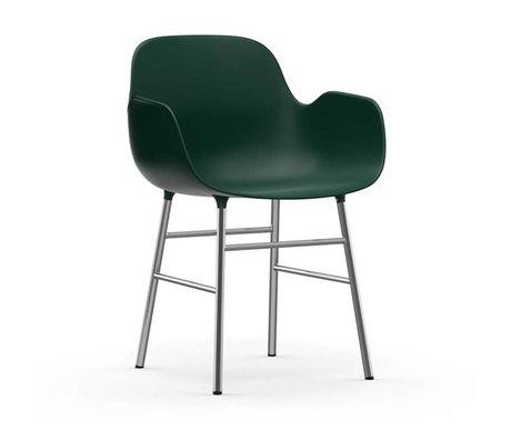 Normann Copenhagen Lænestol formular grøn krom plast 56x52x80cm