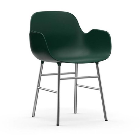 Normann Copenhagen Armchair shape green plastic chrome 56x52x80cm