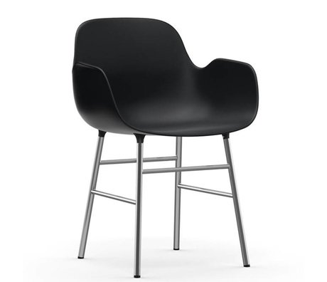 Normann Copenhagen Armchair shape black plastic chrome 56x52x80cm
