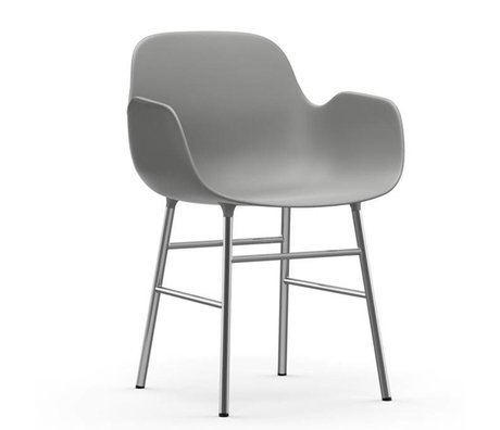 Normann Copenhagen Fauteuil forme plastique gris chrome 56x52x80cm