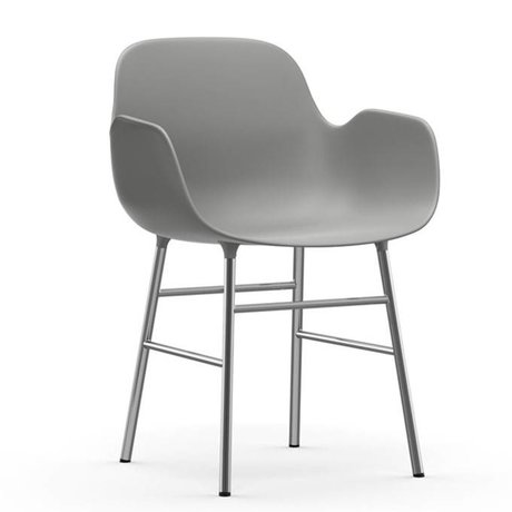 Normann Copenhagen Armchair shape gray plastic chrome 56x52x80cm
