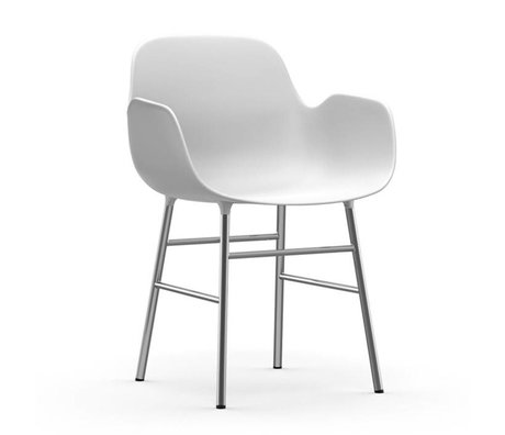 Normann Copenhagen Armchair shape white plastic chrome 56x52x80cm