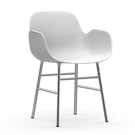 Normann Copenhagen Fauteuil forme chrome plastique blanc 56x52x80cm