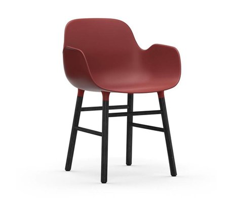 Normann Copenhagen Armchair shape red black plastic wood 56x52x80cm