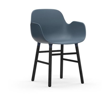 Normann Copenhagen Armchair shape blue black plastic wood 56x52x80cm