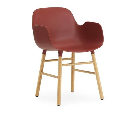 Normann Copenhagen Fauteuil forme bois plastique rouge brun 56x52x80cm