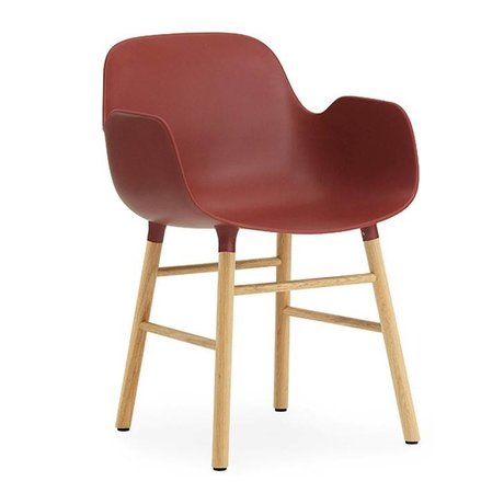 Normann Copenhagen Fauteuil forme bois plastique rouge brun 56x52x80cm