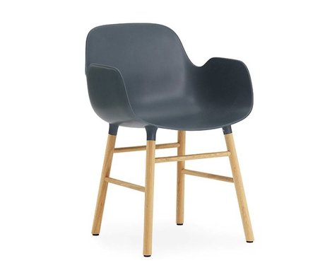 Normann Copenhagen Chair Style blue brown plastic wood 56x52x80cm