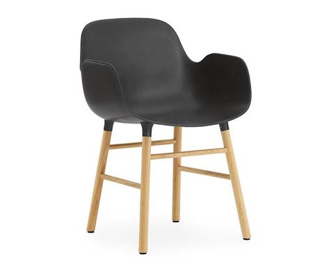 Normann Copenhagen Armchair shape black brown plastic wood 56x52x80cm