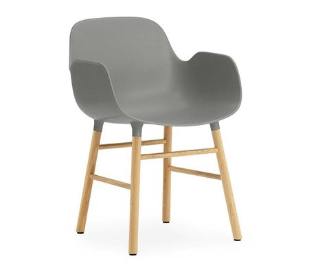 Normann Copenhagen Lehnstuhl Form grau braun Kunststoff holz 56x52x80cm