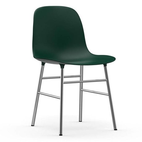 Normann Copenhagen Stol form grøn plastik krom 48x52x80cm