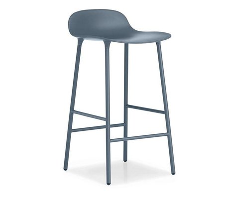 Normann Copenhagen Bar chair shape blue plastic steel 44x44x87cm