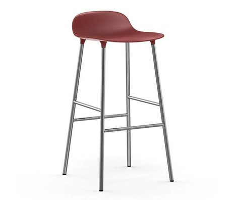 Normann Copenhagen Barstuhl Form rot Kunststoff Chrom 53x45x87cm