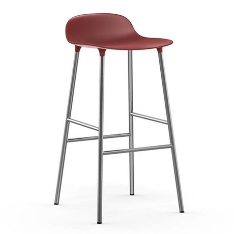 Normann Copenhagen Bar chair shape red plastic chrome 53x45x87cm