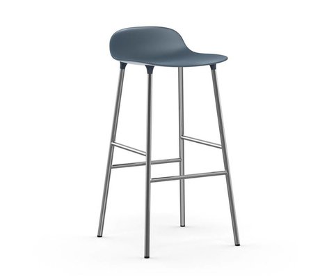 Normann Copenhagen Bar chair shape blue plastic chrome 53x45x87cm