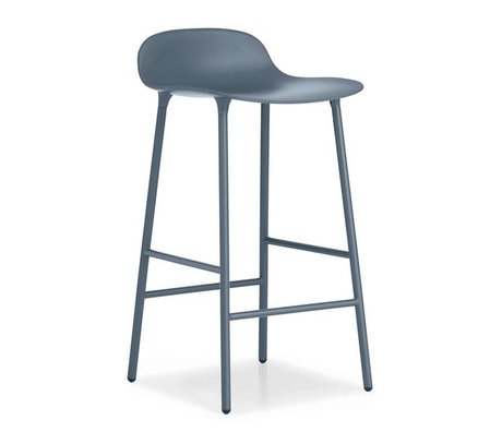 Normann Copenhagen Bar chair shape blue plastic steel 42,5x42,5x77cm