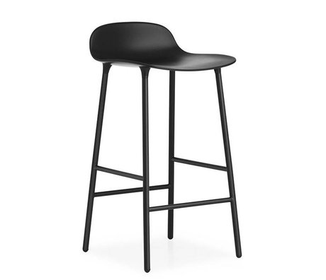 Normann Copenhagen forma de las heces de plástico negro 42,5x42,5x77cm acero