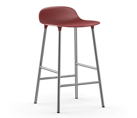 Normann Copenhagen Afføringsform rød plastik chrom 43x42,5x77cm