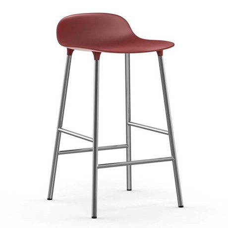 Normann Copenhagen Barstuhl Form rot Kunststoff Chrom 43x42,5x77cm